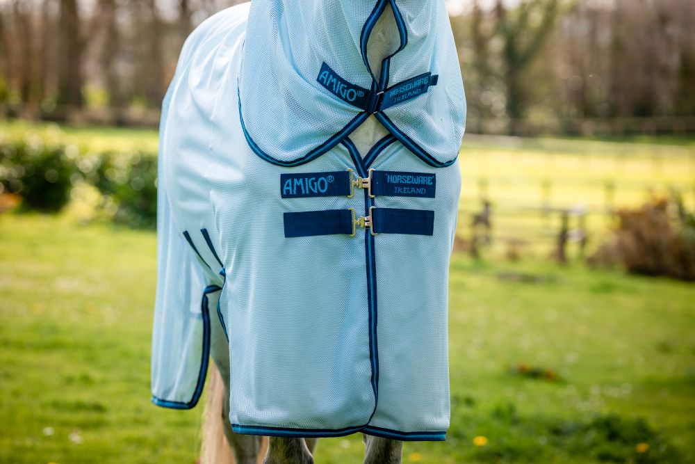HORSEWARE® Fliegendecke Amigo® Bug Buster Plus, azure blue/navy & electric blue