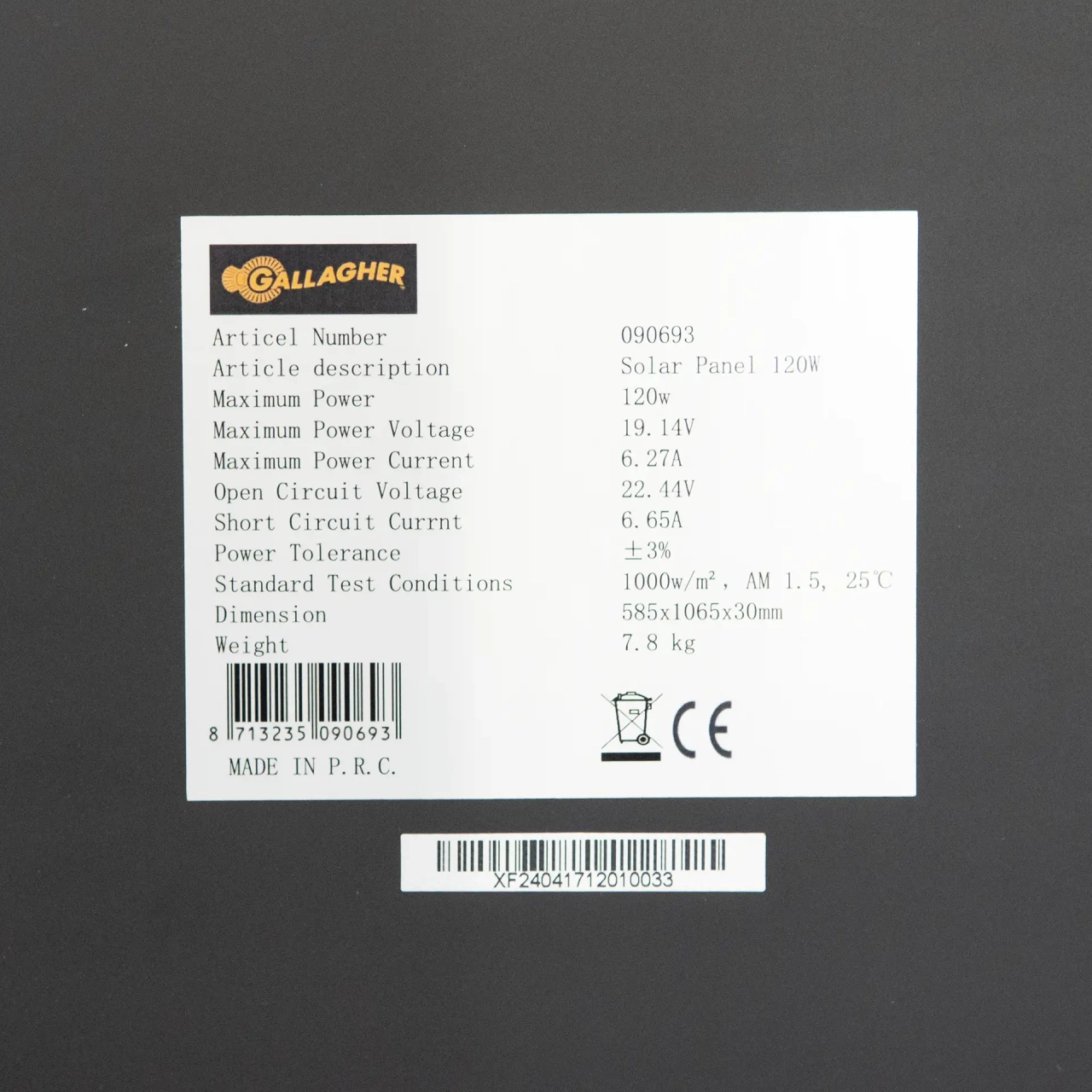 GALLAGHER Solarmodul 120 W inkl. Regler