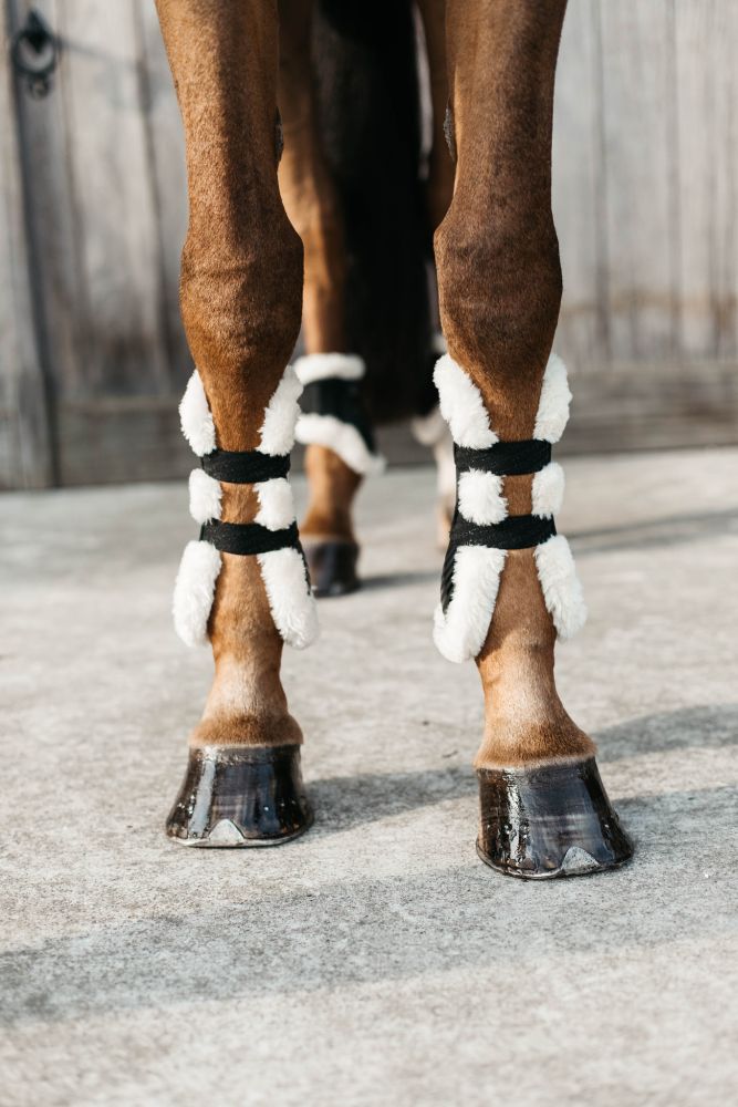 KENTUCKY® HORSEWEAR vegane Lammfell-Springgamasche Bamboo Elastic, schwarz 