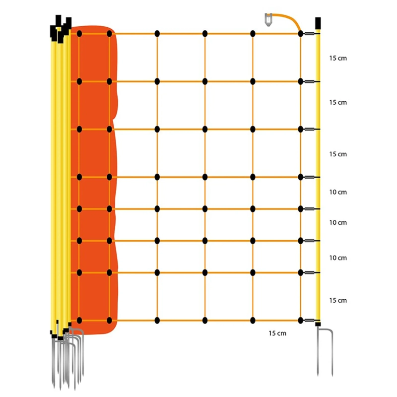 GALLAGHER Schafsnetz, 90 cm, 50 m, gelbe Pfähle