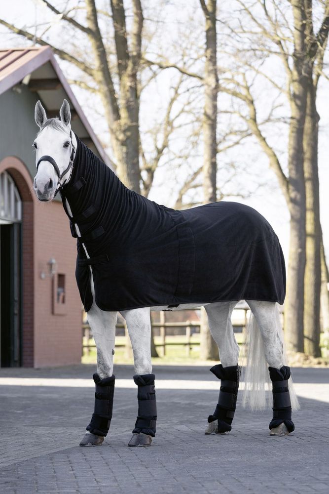 HKM Abschwitzdecke -Feel Warm- mit Halsteil, schwarz/silber