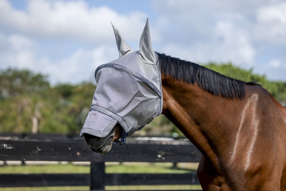 HORSEWARE® Rambo® Flymask, silver/titanium