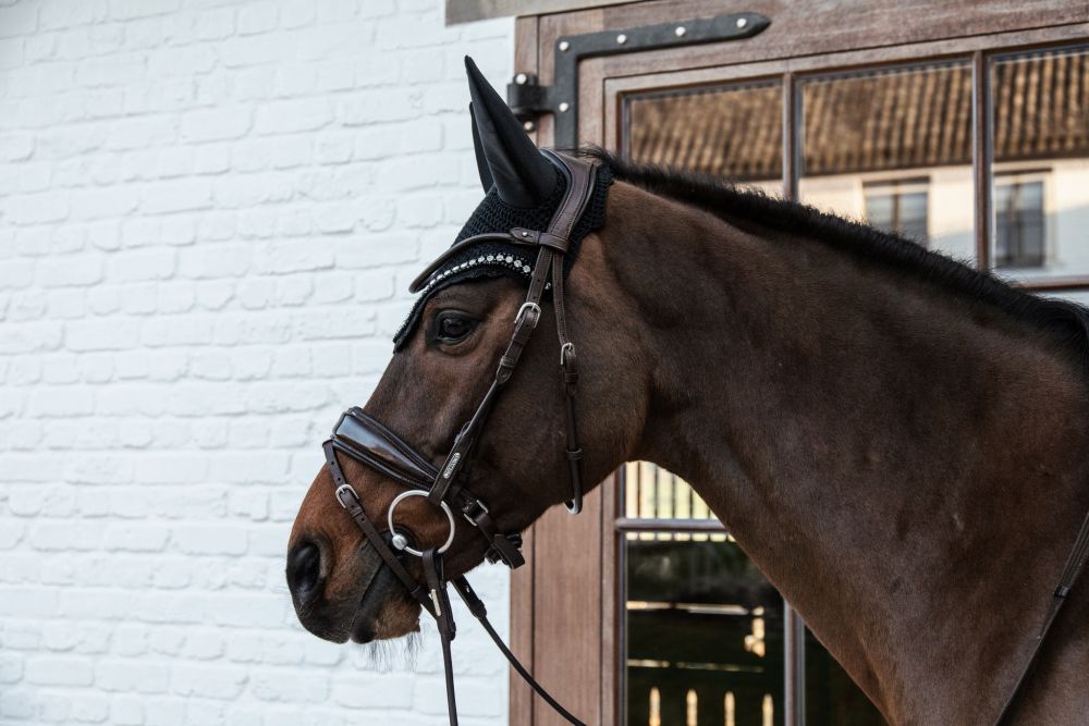 KENTUCKY® HORSEWEAR Fliegenhaube Wellington Big Stone & Pearls Soundless, schwarz