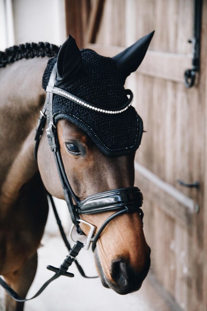 KENTUCKY® HORSEWEAR Fliegenhaube Wellington Glitter Stone Soundless, schwarz