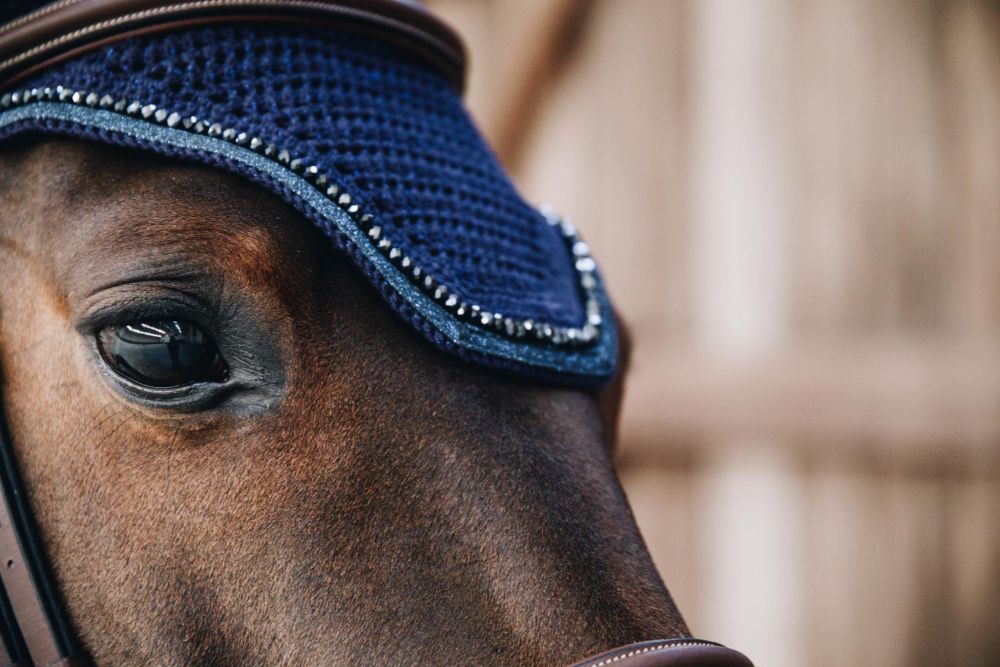 KENTUCKY® HORSEWEAR Fliegenhaube Wellington mit Glitzereinfassung, marine