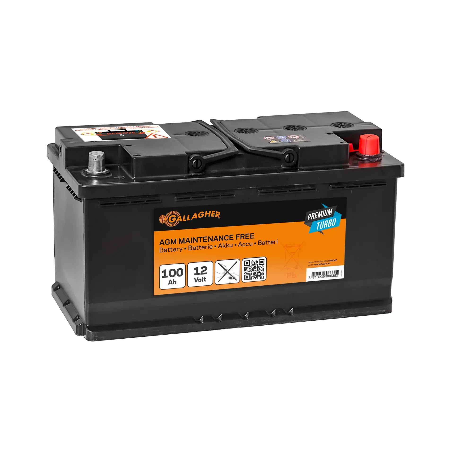GALLAGHER Weidezaunakku 12 V/100 Ah Premium Turbo AGM - 353 x 175 x 190